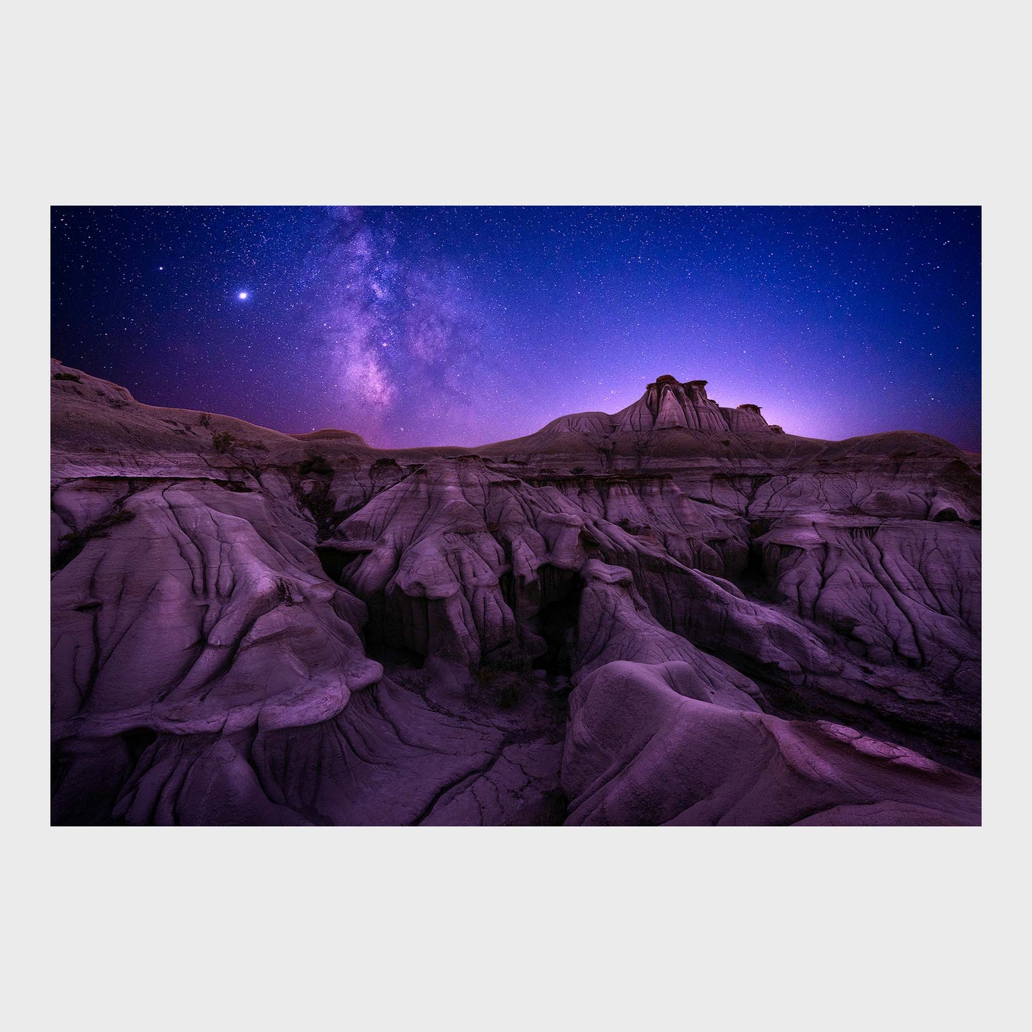 Another World, Dinosaur Provincial Park, Alberta, Canada, Astrophotography, Space, Beautiful Wall Art, Fine Art Print