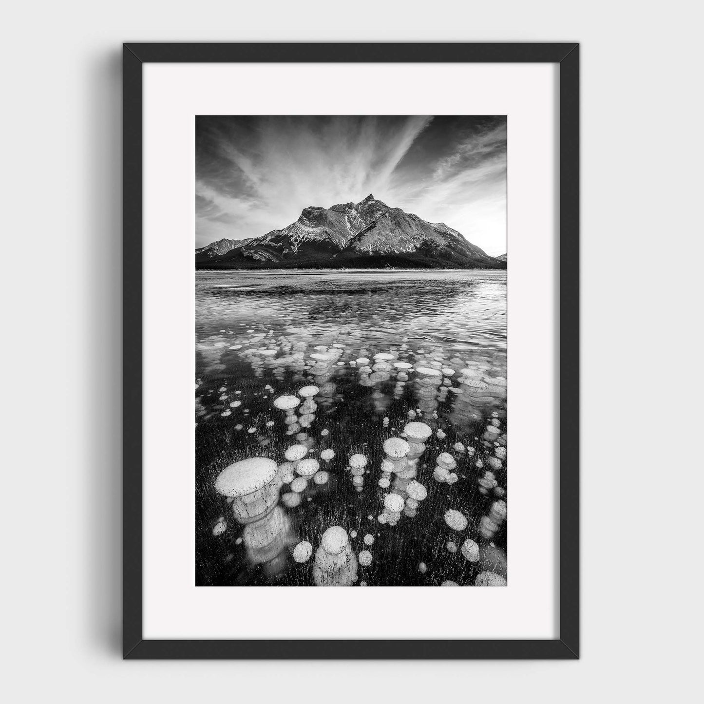 Bubble Trouble, Black & White, Abraham Lake, Alberta, Canada, Fine Art Landscape Photography