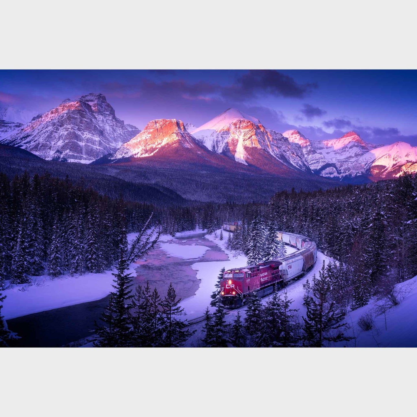 Morant's Curve, Banff National Park, Alberta, Canada, Rocky Mountains, Train Art, Beautiful fine art landscape photography wall art limited edition prints for sale.