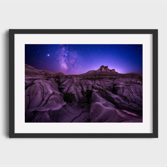 Another World, Dinosaur Provincial Park, Alberta, Canada, Astrophotography, Space, Beautiful fine art landscape photography wall art prints for sale.
