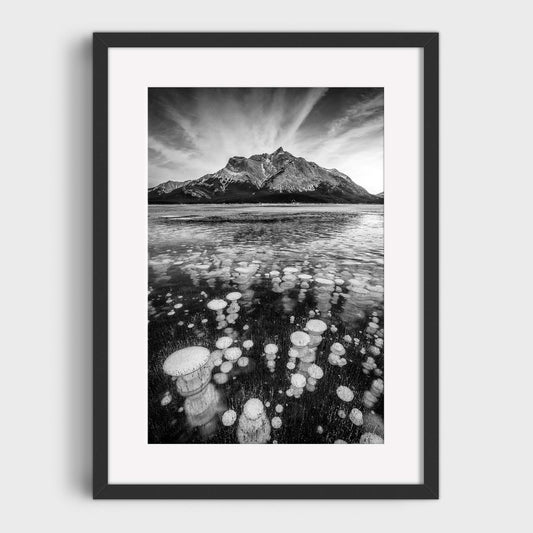 Bubble Trouble, Black & White, Abraham Lake, Alberta, Canada, Fine Art Landscape Photography