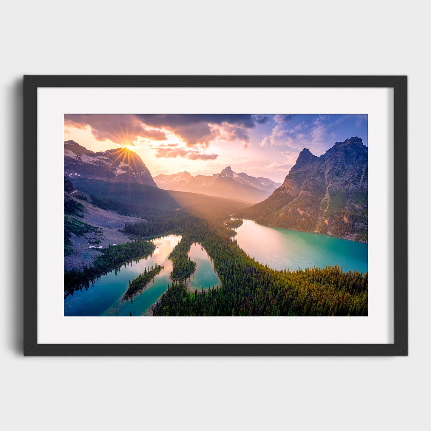 Sunset over a mountain lake with reflection and clouds Lake O'Hara, Yoho National Park, Fine Art Photography, Dermot O'Kane