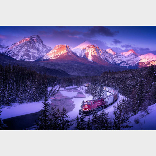 Morant's Curve, Banff National Park, Alberta, Canada, Rocky Mountains, Train Art, Beautiful fine art landscape photography wall art limited edition prints for sale.