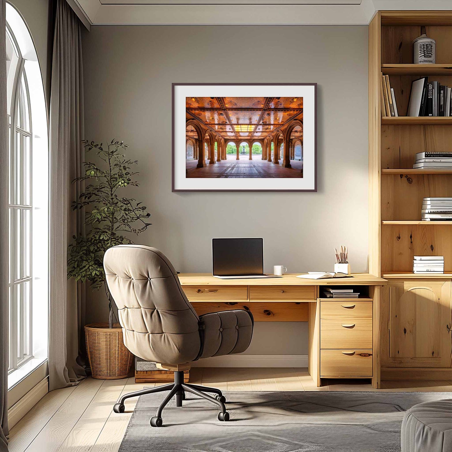 Secret Retreat, Bethesda Terrace, Angel of the Waters, Central Park, Manhattan, New York. Beautiful fine art landscape photography wall art for sale.