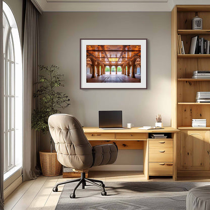 Secret Retreat, Bethesda Terrace, Angel of the Waters, Central Park, Manhattan, New York. Beautiful fine art landscape photography wall art for sale.