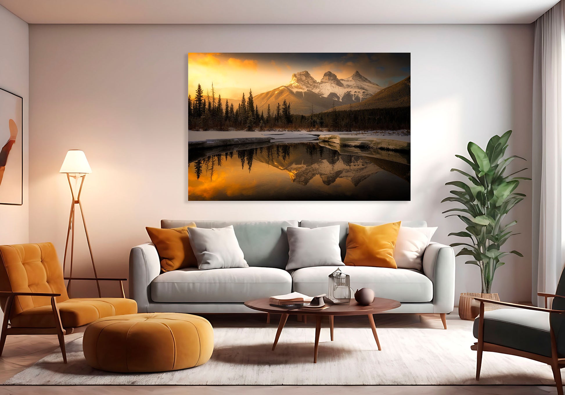 The Three Sisters, Canmore, Alberta, Canada, Rocky Mountains, Decorate your home or office with beautiful fine art landscape photography wall art limited edition prints.
