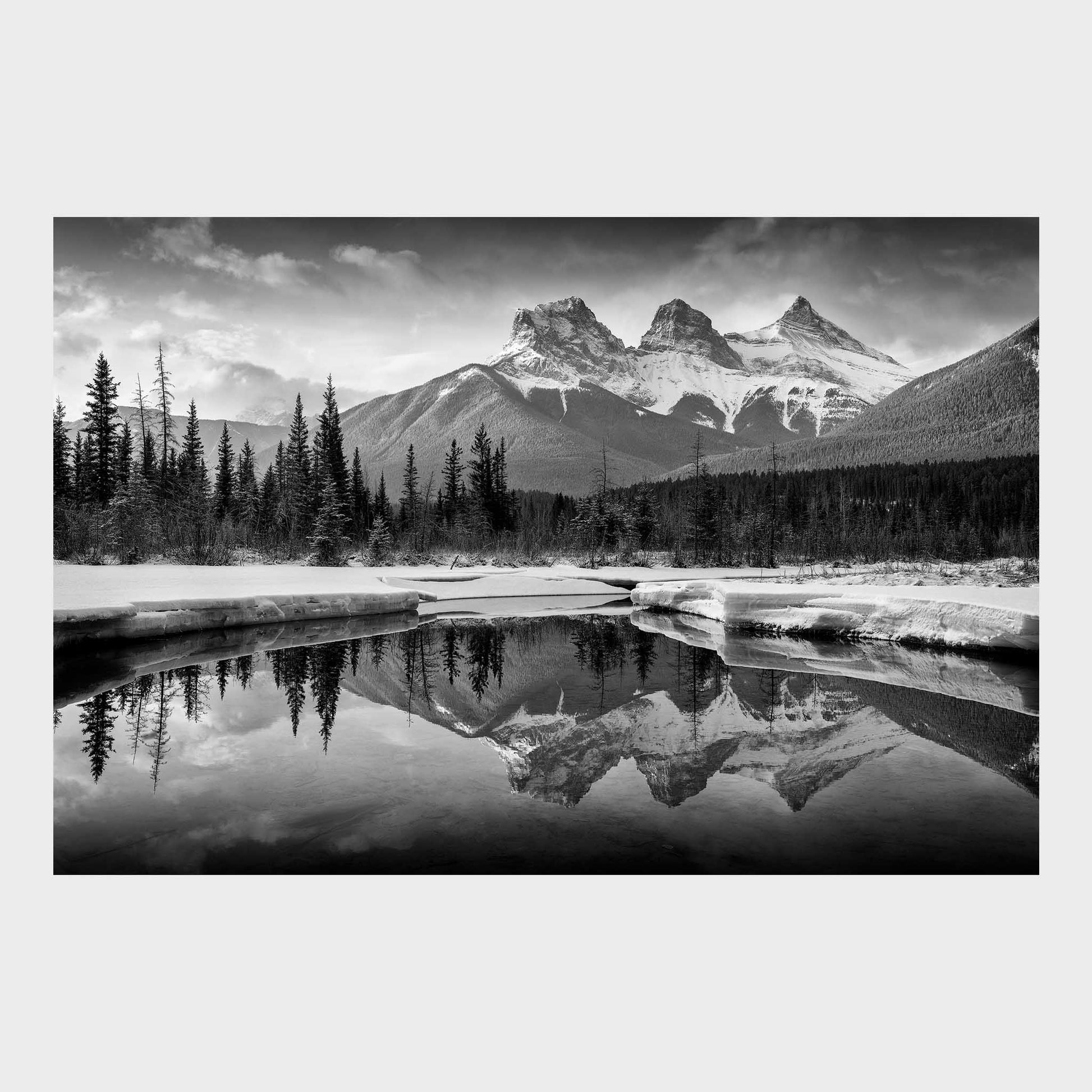 The Three Sisters, Canadian Rockies, Beautiful Wall Art, Fine Art Black & White Print